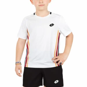 LOTTO TECH TEE - TECH SHORT SET WHITE BROWN JUNIOR