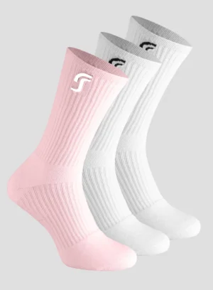 RS CUSHIONED PERFORMANCE SOCKS 3-PACK WHITE/LIGHT PINK
