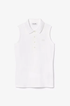 LACOSTE SLIM FIT SLEEVLESS POLO WHITE