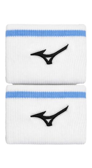 MIZUNO LOGO WRISTBAND SHORT WHITE/BLUE ONE PAIR