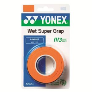 YONEX WET SUPER GRAP OVERGRIP ORANGE 3PK