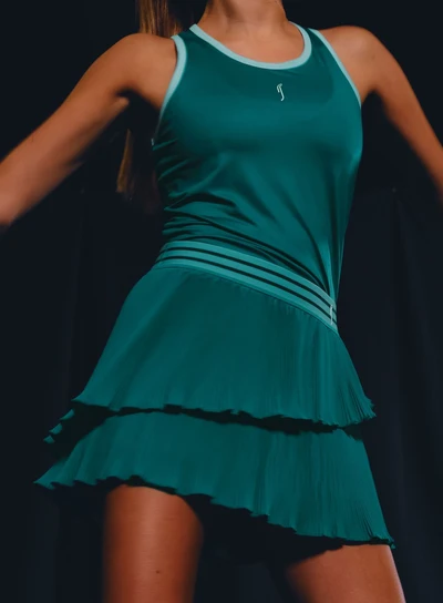 RS PERFORMANCE RACERBACK&PLEATED WRAP SKIRT DARK TEAL
