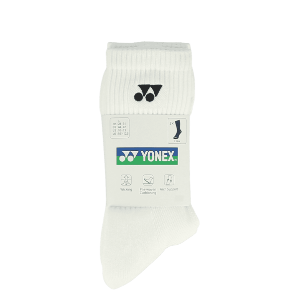 YONEX UNISEX SOCKS WHITE 3PCS